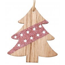 Χριστουγεννιάτικο Ξύλινο Δεντράκι με Αστεράκια (8cm)